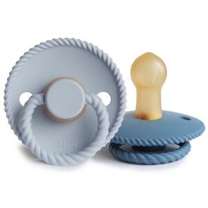 FRIGG Rope Natural Rubber Pacifier 2-Pack Powder Blue/Ocean View 0-6 Months